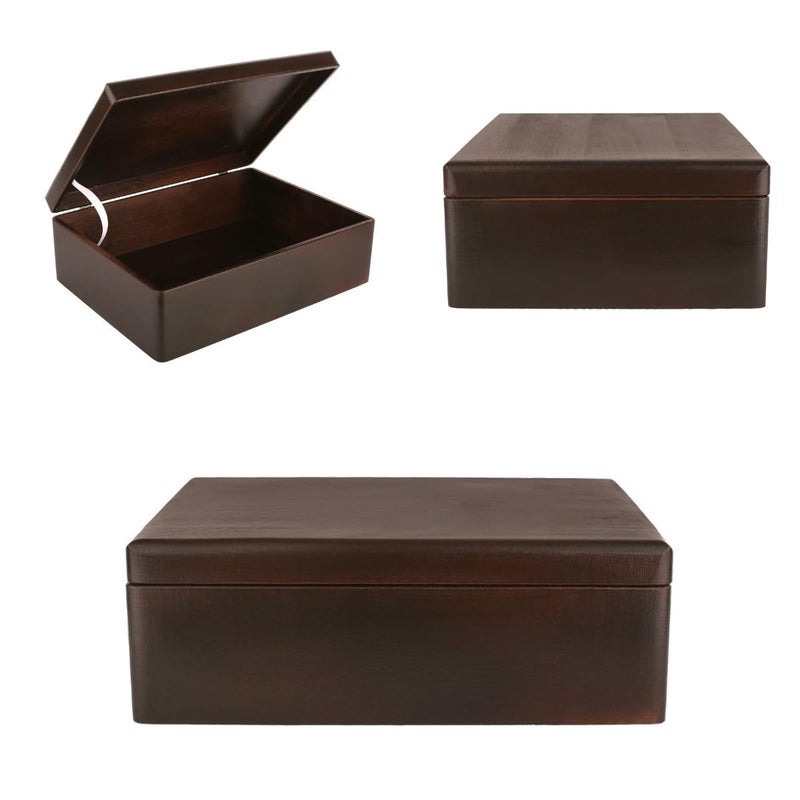 Creative Deco XL Brown Wooden Box Storage with Hinged Lid | 15.8 x 11.8 x 5.5 inches (+-0.5) | Gift Box for Tool Dog Toy Shoes Clothes Kitchen Storage Document | Wood Keepsake Chest - Image 5